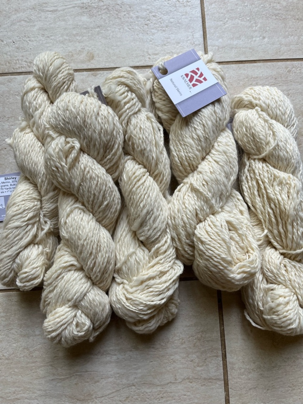 Kraemer Natural Skeins Shirley merino cotton lot of 5 undyed yarn 500 g 850 yds
